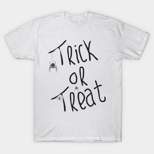 trick or treat typography with spiders for halloween T-Shirt